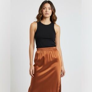 2/$30 Boohoo Copper Satin Midi Skirt Women’s Size 10